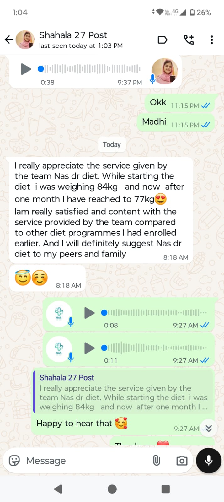 happuy diet client with a proper healthy weightloss